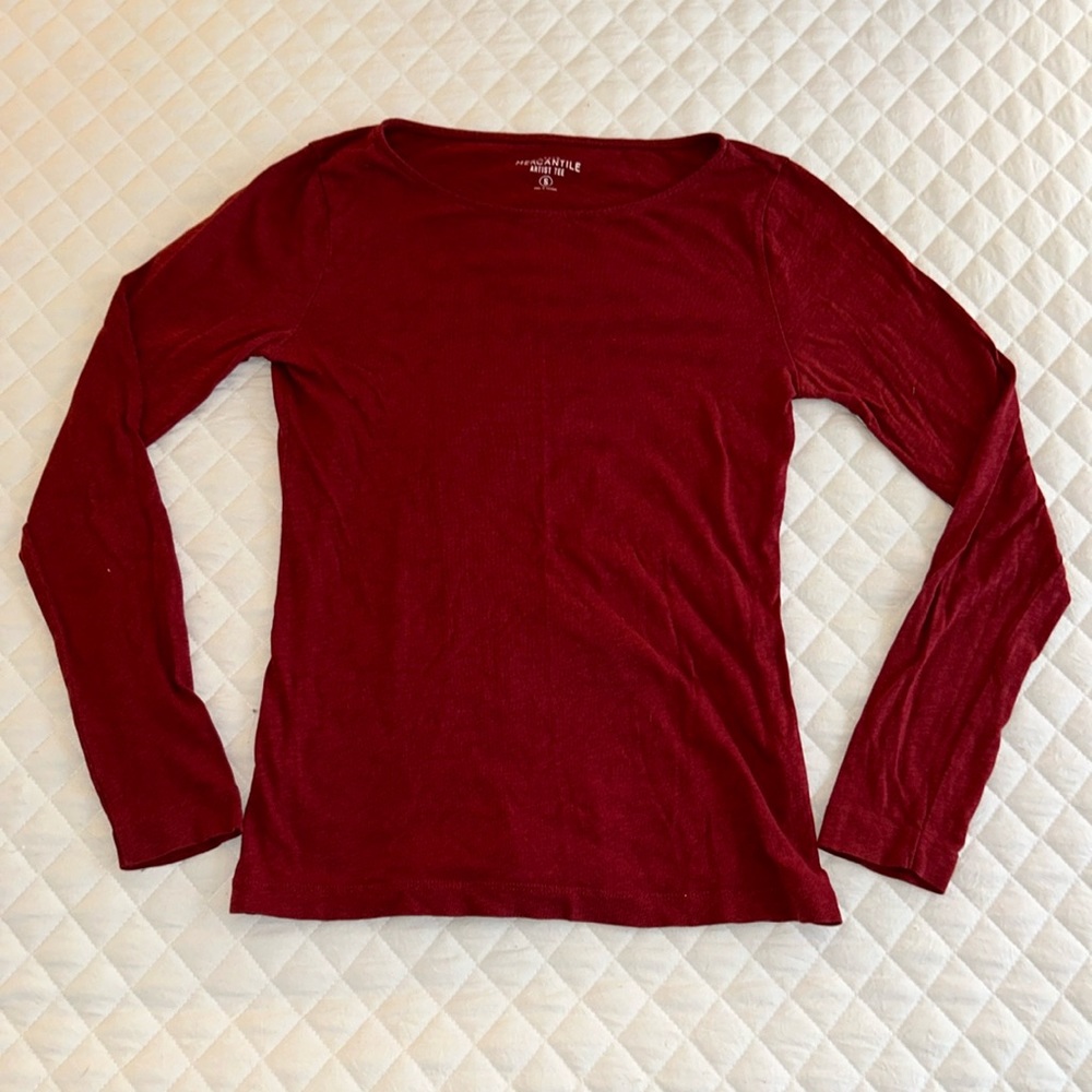 J. Crew Factory, maroon, long sleeve shirt. Size small.